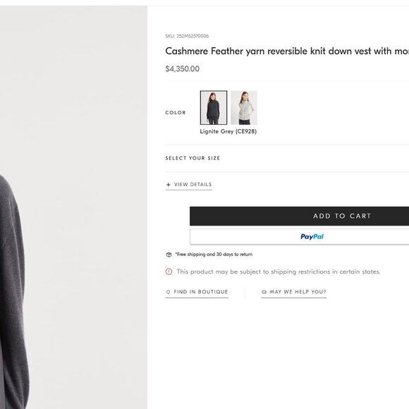 Brunello Cucinelli Cashmere Vest Monilli Reversible Size 10 XL New Tag $4350 - Picture 4 of 15